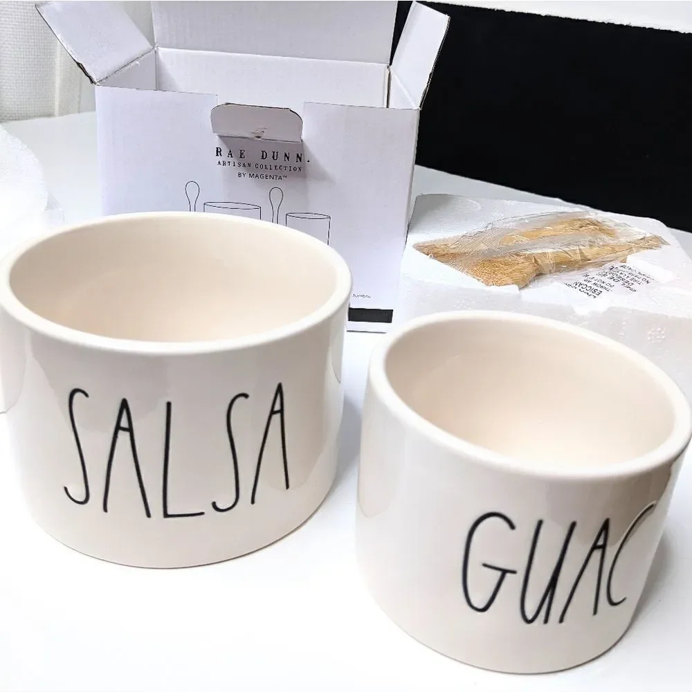 Rae Dunn Artisan Collection Salsa & Guacamole 2 pc Serving Set